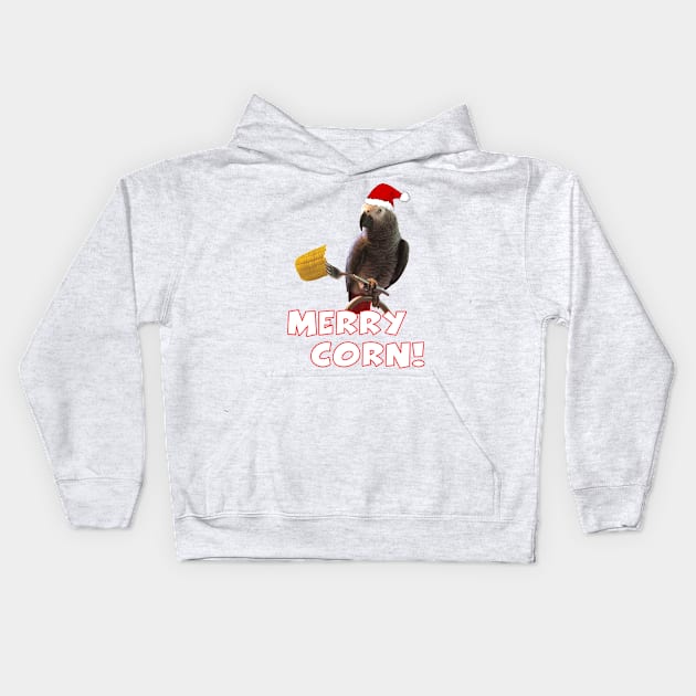 African Grey Parrot Holiday Christmas Santa Kids Hoodie by Einstein Parrot